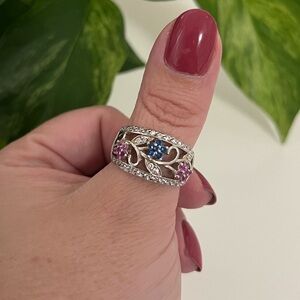 New Sterling Silver Flower Ring, Size 9.25